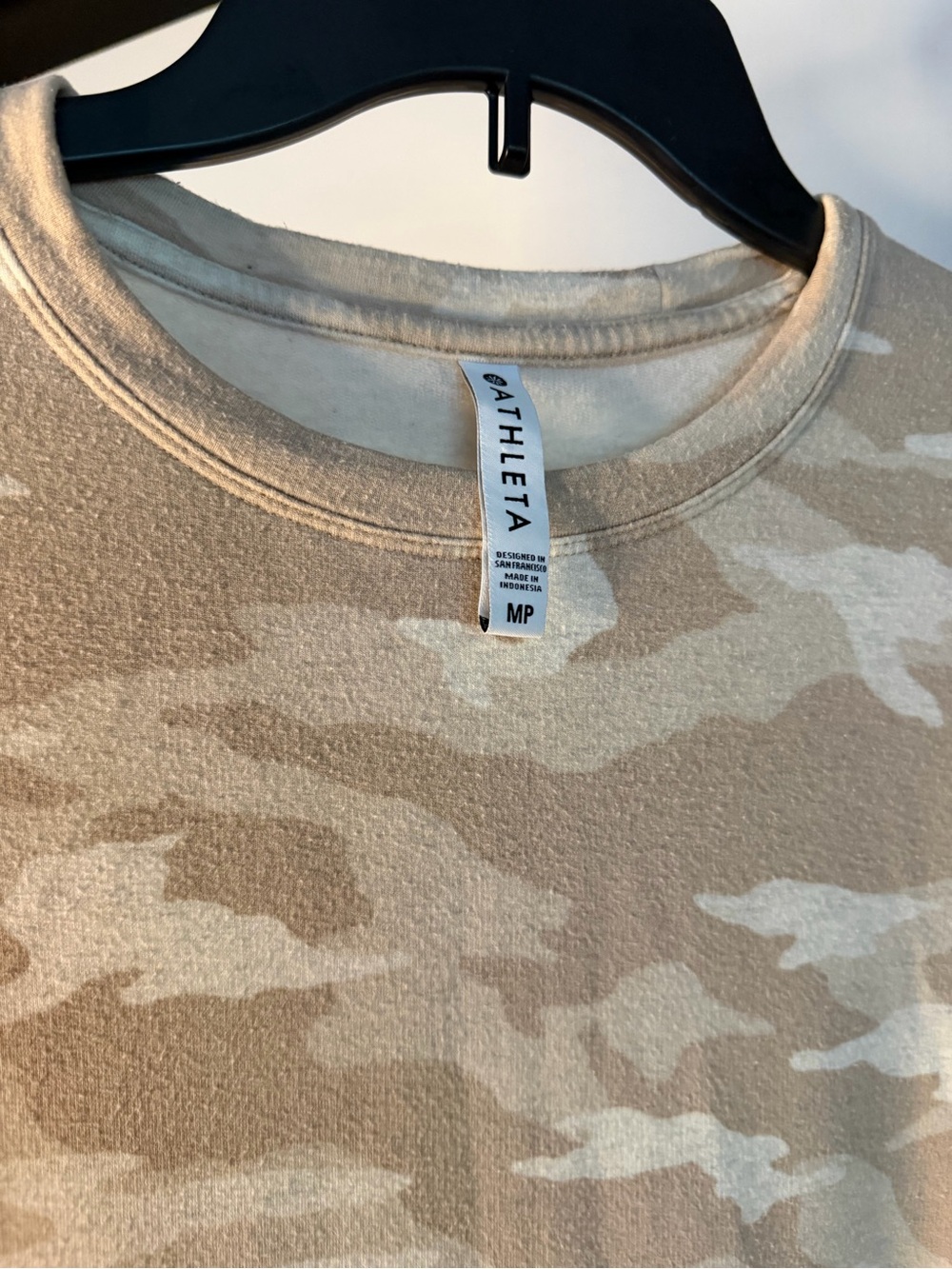Athleta Beige and Cream Camo Crewneck